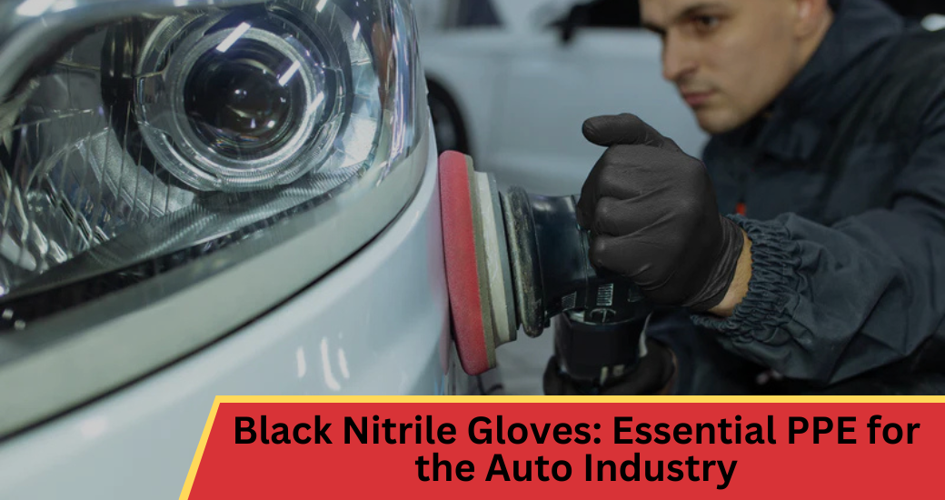 Man Doing Auto Body Work Wearing Black Nitrile Gloves