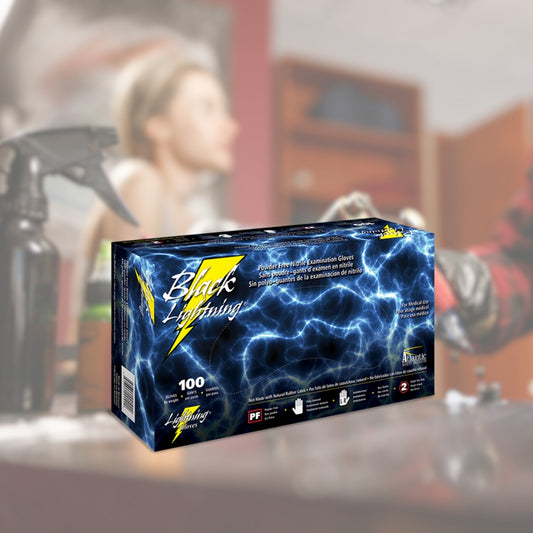 Black Lightning® Tattoo Gloves - 1000 Black Nitrile Gloves per Case - Atlantic Safety Products