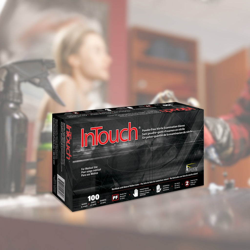 InTouch Tattoo - BLACK NITRILE GLOVES - 1000 Black Nitrile Gloves per Case - Atlantic Safety Products