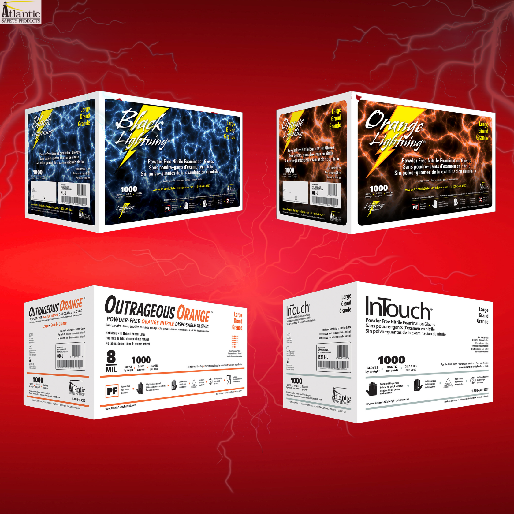 Banner of 4 cases of gloves from each product line