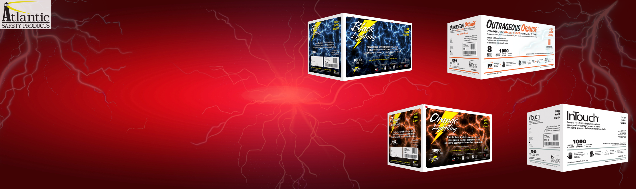 Banner of 4 cases of gloves from each product line