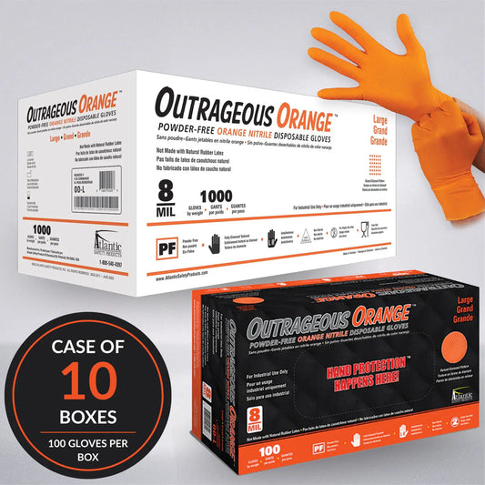 Outrageous Orange - 1000 Orange Nitrile Gloves per Case