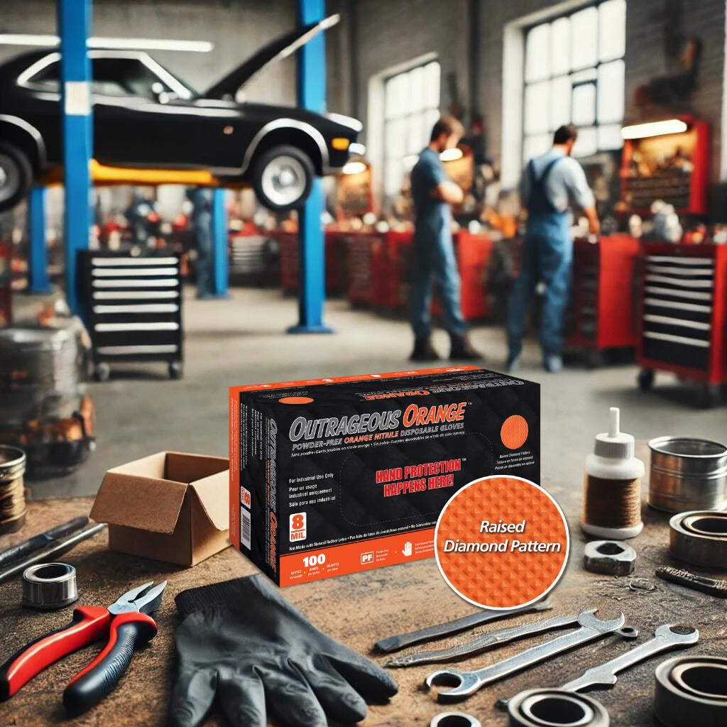 Outrageous Orange Automotive - 1000 Orange Nitrile Gloves per Case - Atlantic Safety Products