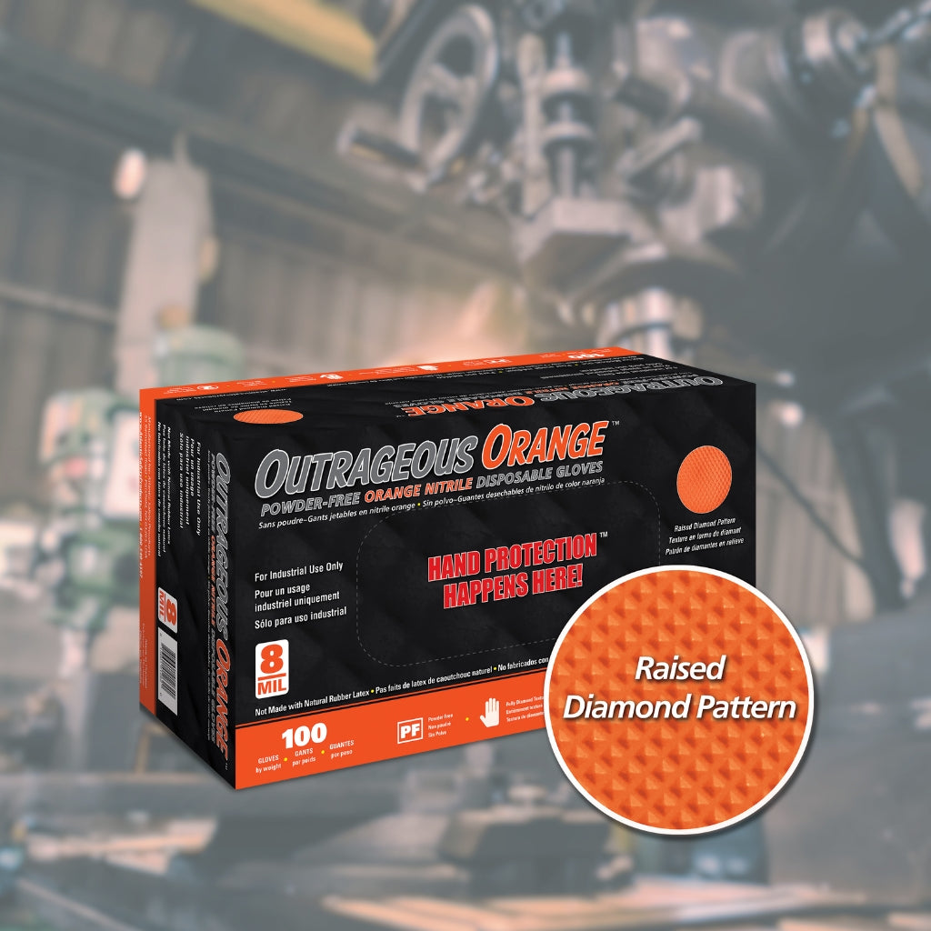 Outrageous Orange Industrial - 1000 Orange Nitrile Gloves per Case - Atlantic Safety Products