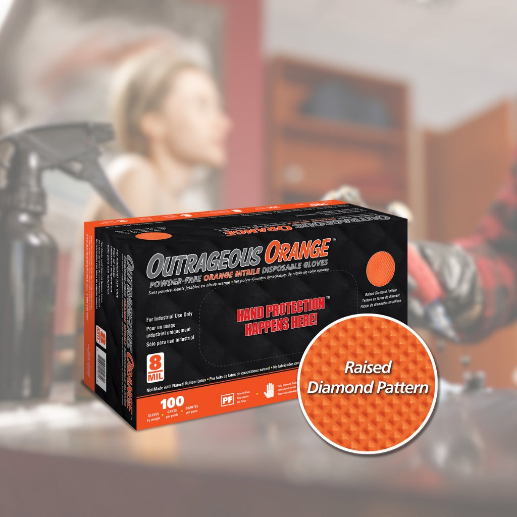 Outrageous Orange Tattoo - 1000 Orange Nitrile Gloves per Case - Atlantic Safety Products