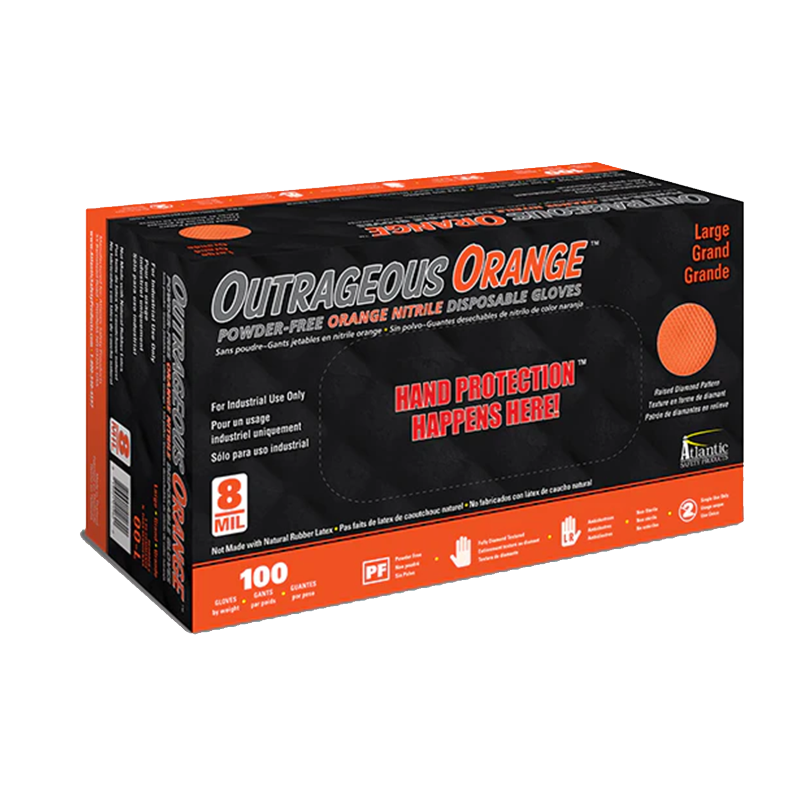 Outrageous Orange - 1000 Orange Nitrile Gloves per Case - Atlantic Safety Products