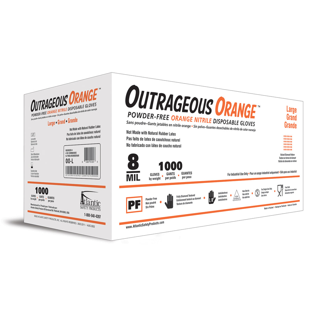 Outrageous Orange - 1000 Orange Nitrile Gloves per Case - Atlantic Safety Products