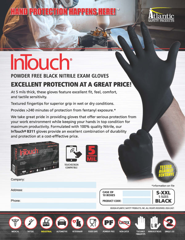 InTouch - BLACK NITRILE EXAM GLOVES