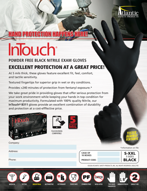 InTouch - BLACK NITRILE EXAM GLOVES