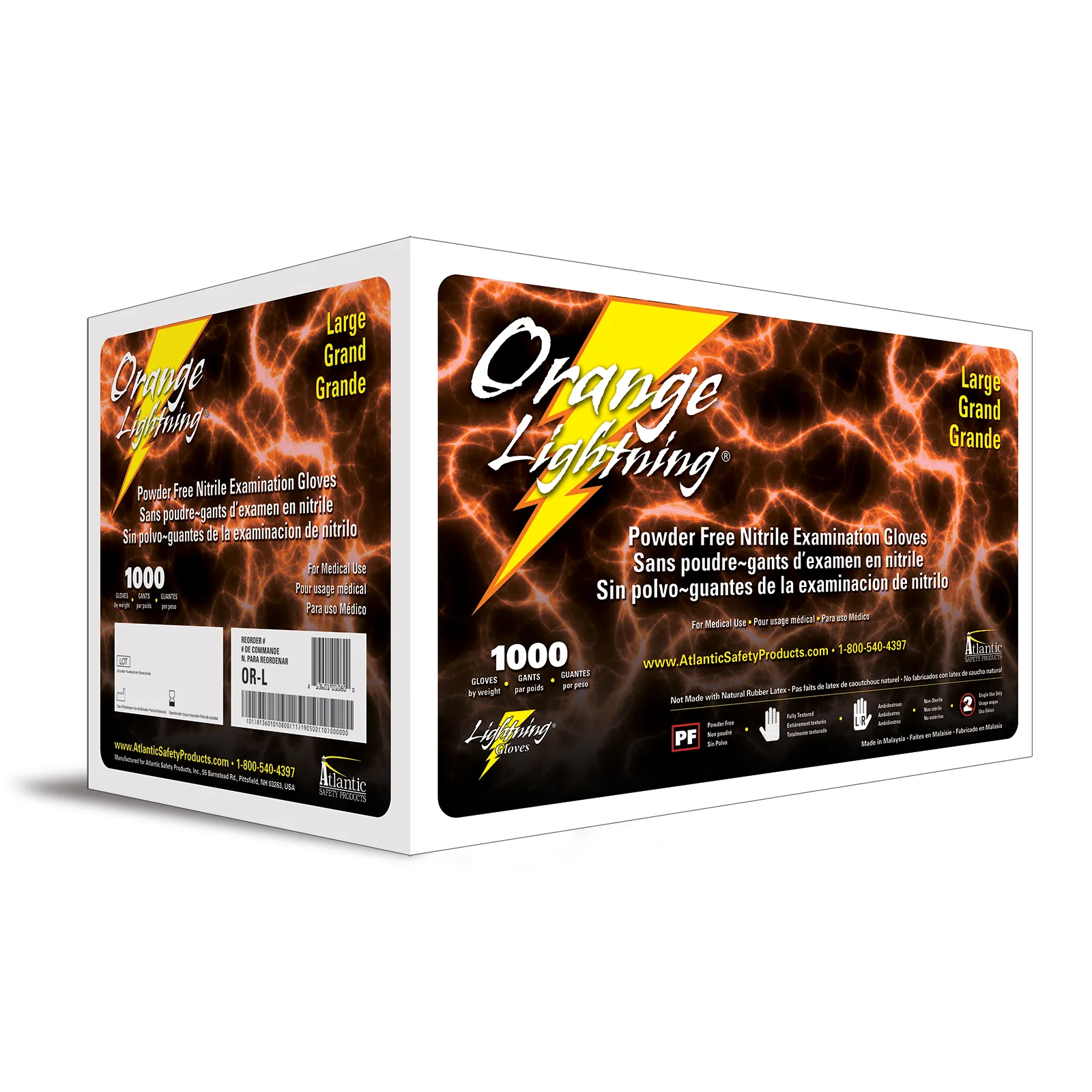 Orange Lightning Gloves - 1000 Orange Nitrile Gloves per Case