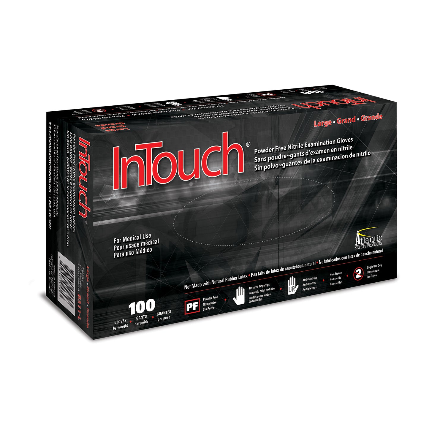 InTouch - BLACK NITRILE EXAM GLOVES - 1000 Gloves Case