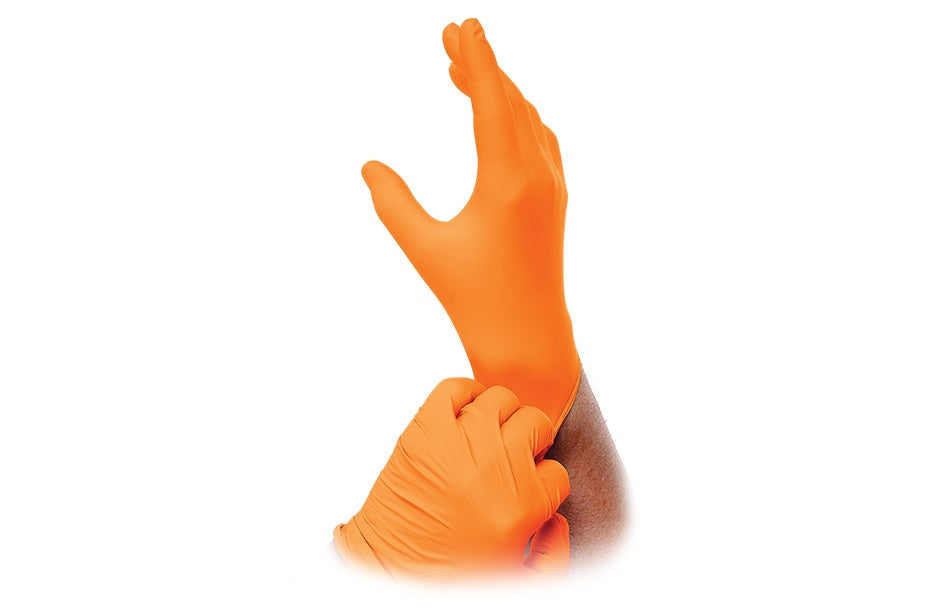 Outrageous Orange Diamond Grip Nitrile Gloves