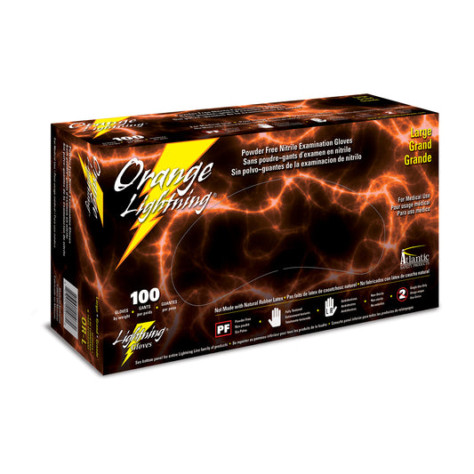 Orange Lightning Gloves - 1000 Orange Nitrile Gloves per Case - Atlantic Safety Products